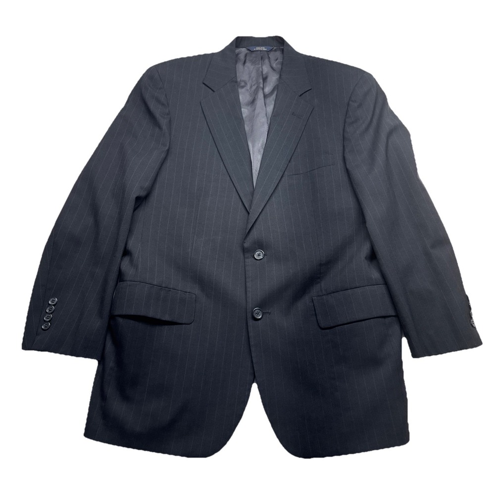 VTG Brooks Brothers Brooksease Men Pin Stripe Dark Gray Blazer Made USA 40R wool